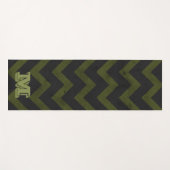 Dunkelgraue Armee grün Vintag Zickzack Monogramm Yogamatte (Vorderseite (Horizontal))