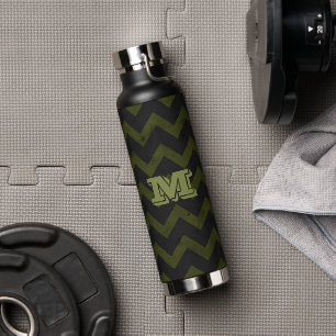 Dunkelgraue Armeegrün vintage Chevron Monogramm Trinkflasche