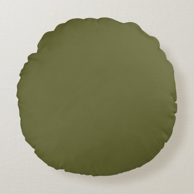 dunkelgraue Army Green Solid-Farbe Custom Rundes Kissen (Vorderseite)