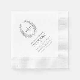 Dunkelgraue Blatt-Oval-Kranz-Monogramm-Kunsthochze Serviette