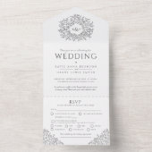 Dunkelgraue Blätter für Hochzeiten All In One Einladung (Innen Boden)