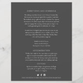 Dunkelgraue Blätter Hochzeitsgast-Informationen (Rückseite)