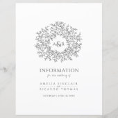 Dunkelgraue Blätter Hochzeitsgast-Informationen (Vorderseite)