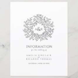 Dunkelgraue Blätter Hochzeitsgast-Informationen