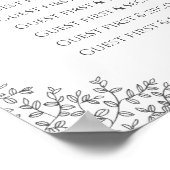 Dunkelgraue Blätter umkreisen Hochzeitssitzkarte Poster (Ecke)