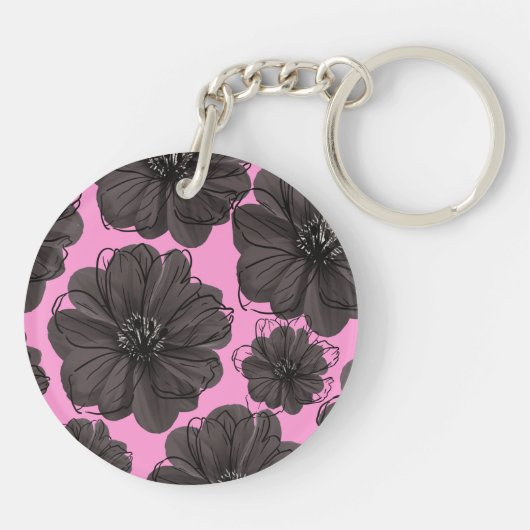 Dunkelgraue Blume Schlüsselanhänger (Rückseite)