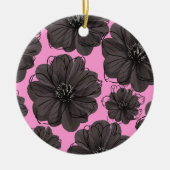 Dunkelgraue Blumen  Keramik Ornament (Vorne)