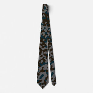 Dunkelgraue Camouflage in Schwarz und Aquamarin Krawatte