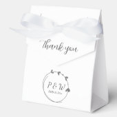 Dunkelgraue, einfache Herz-Kranz-Monogramm-Hochzei Geschenkschachtel (Vorderseite)