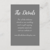 Dunkelgraue, einfache Hochzeitsdetails Begleitkarte (Vorderseite)