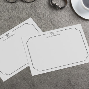 Dunkelgraue formale Chic-Familie Monogram-Verziert Mitteilungskarte