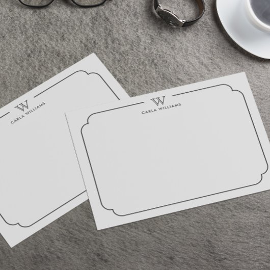 Dunkelgraue formale Chic-Familie Monogram-Verziert Mitteilungskarte