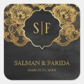 Dunkelgraue Gastgeschenk Hochzeit Quadratischer Aufkleber (Vorderseite)