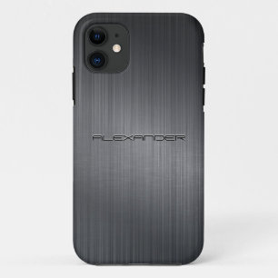 Dunkelgraue, gebürstete Aluminum-Metal-Look-Monogr Case-Mate iPhone Hülle