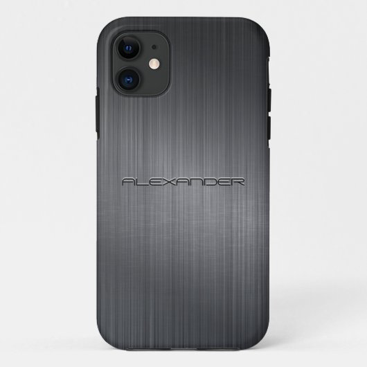 Dunkelgraue, gebürstete Aluminum-Metal-Look-Monogr Case-Mate iPhone Hülle (Rückseite)