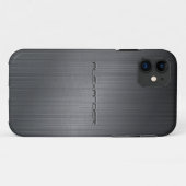 Dunkelgraue, gebürstete Aluminum-Metal-Look-Monogr Case-Mate iPhone Hülle (Rückseite (Horizontal))