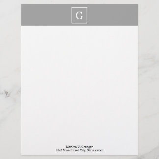 Dunkelgraue Gerahmte Anfangsmonogramm Briefkopf