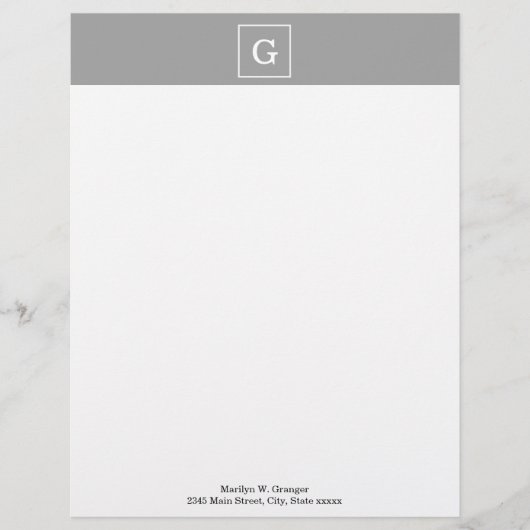 Dunkelgraue Gerahmte Anfangsmonogramm Briefkopf (Vorderseite)