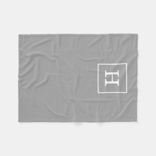 Dunkelgraue Gerahmte Anfangsmonogramm Fleecedecke (Vorderseite (Horizontal))