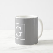 Dunkelgraue Gerahmte Anfangsmonogramm Kaffeetasse (VorderseiteRechts)