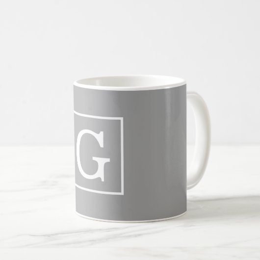 Dunkelgraue Gerahmte Anfangsmonogramm Kaffeetasse (VorderseiteRechts)