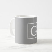 Dunkelgraue Gerahmte Anfangsmonogramm Kaffeetasse (Vorderseite Links)