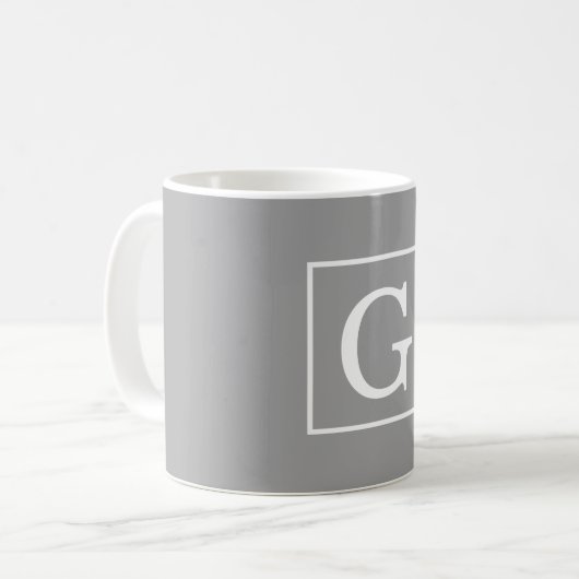 Dunkelgraue Gerahmte Anfangsmonogramm Kaffeetasse (Vorderseite Links)