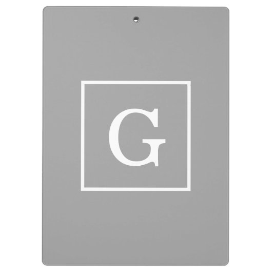 Dunkelgraue Gerahmte Anfangsmonogramm Klemmbrett (Rückseite)