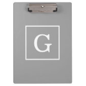 Dunkelgraue Gerahmte Anfangsmonogramm Klemmbrett (Vorderseite)