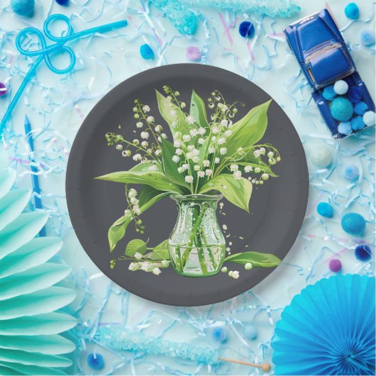 Dunkelgraue grüne Lilie der Taldusche Pappteller (Party)