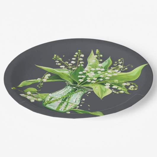 Dunkelgraue grüne Lilie der Taldusche Pappteller (Schrägansicht)