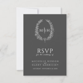 Dunkelgraue handgezeichnete Mono-UAWG RSVP Karte