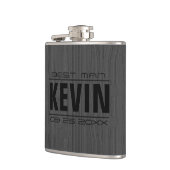 Dunkelgraue Holztextur Trauzeuge Flachmann (Links)