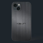 Dunkelgraue Imitate aus gebürstetem Aluminium Hint Case-Mate iPhone Hülle<br><div class="desc">Bild eines dunkelgrauen Imitats gebürstet Aluminium metallisch aussehen. Individuelle Name Monogramm.</div>