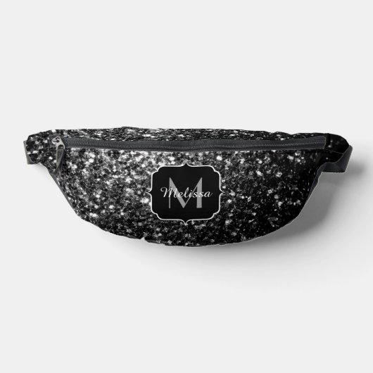 Dunkelgraue Imitate Glitzer Glitzern Monogram Bauchtasche (Ablage )