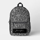 Dunkelgraue Imitate Glitzer Glitzern Schwarzer Ind Bedruckter Rucksack (Vorderseite)