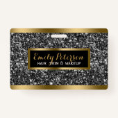 Dunkelgraue Imitate Glitzer Gold Akzente Ausweis (Rückseite)