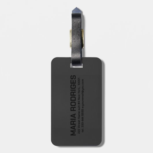 Dunkelgraue Imitate Leder-Look Monogramm Gepäckanhänger (Rückseite vertikal)