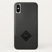Dunkelgraue Imitate Ledermonogramm Case-Mate iPhone Hülle (Rückseite)