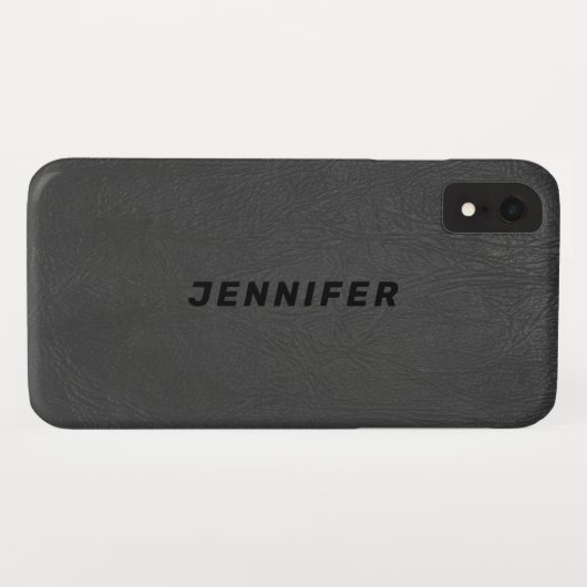 Dunkelgraue Imitate Ledertextur Case-Mate iPhone Hülle (Rückseite (Horizontal))