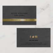 Dunkelgraue Imitate Ledertextur Gold Akzent Visitenkarte (Vorne/Hinten)