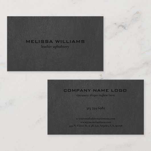 Dunkelgraue Imitate Ledertextur Visitenkarte (Vorne/Hinten)