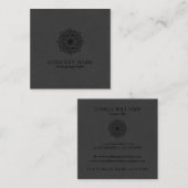 Dunkelgraue Imitate Linen & Black Mandala Quadratische Visitenkarte (Vorne/Hinten)