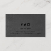 Dunkelgraue Imitate mit Ledertextur Visitenkarte (Rückseite)