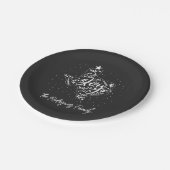 Dunkelgraue Joy Holiday Blätter Texas Form Pappteller (Schrägansicht)