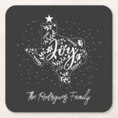 Dunkelgraue Joy Holiday Blätter Texas Form Rechteckiger Pappuntersetzer (Vorderseite)