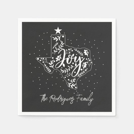 Dunkelgraue Joy Holiday Blätter Texas Form Serviette (Vorderseite)