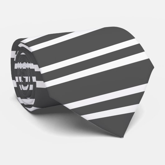 Dunkelgraue Krawatte mit dünnen, horizontalen, wei (Gerollt)