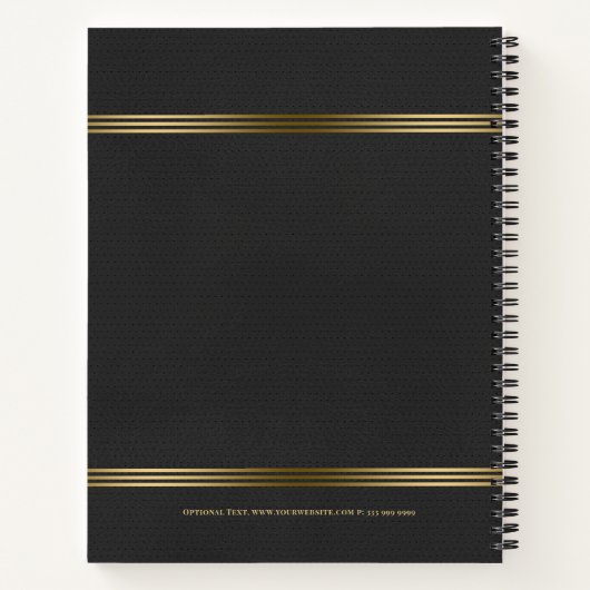 Dunkelgraue Leder Textur Gold Töne Streifen Notizblock (Rückseite)