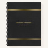 Dunkelgraue Leder Textur Gold Töne Streifen Notizblock (Vorderseite)